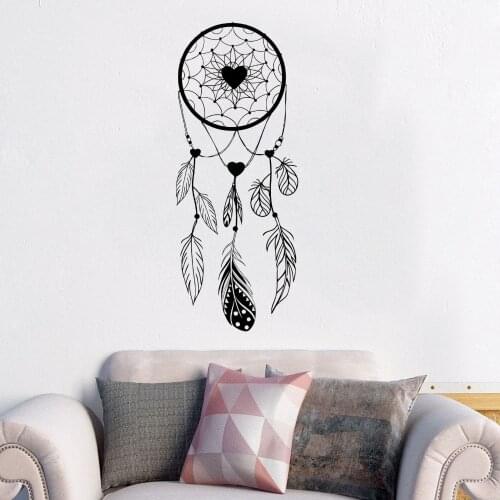 Home Bed Room Heart Silhouette Dream Catcher Wall Sticker Dreamcatcher Decal Decoration A002067