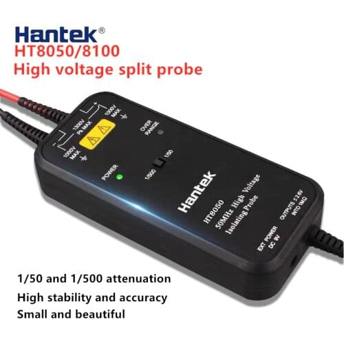 Hantek Oscilloscope high voltage isolated differential probe 50MHZ-100MHZ bandwidth 1/50 1/500 two-stage attenuation HT8050/8100