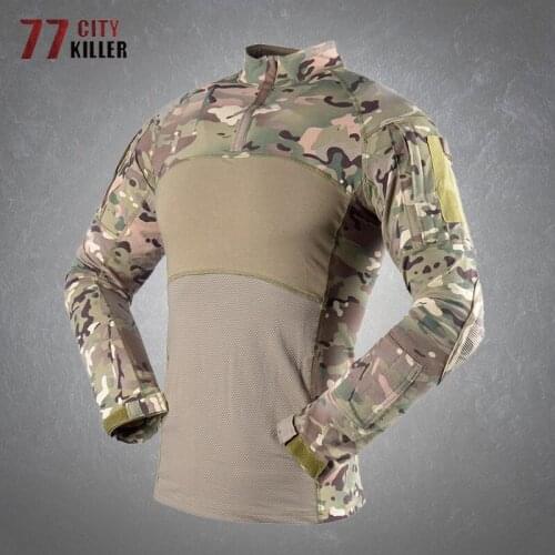 Camouflage Tactical Long Sleeve T-shirt Men Casual Breathable Cotton Coats Male Outdoor Sports Moisture Wicking Mens T-shirts