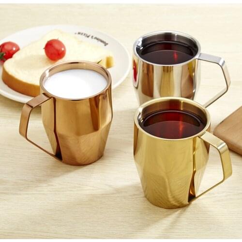 340ML Double Wall Stainless Steel Coffee Mug With Handle Home Student Tea Cup Tea Pot Children Milk Cups