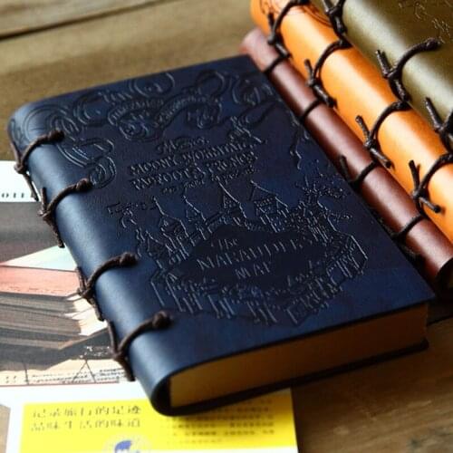 Retro Leather Notebook Office Calendar Notebook Inside Pages Kraft Paper Brochure Pu Rope Wear Manual Ledger Diary Notebook