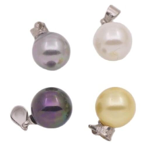 10mm Round Shell Pendant White Golden Black Gray Jewelry Choose color