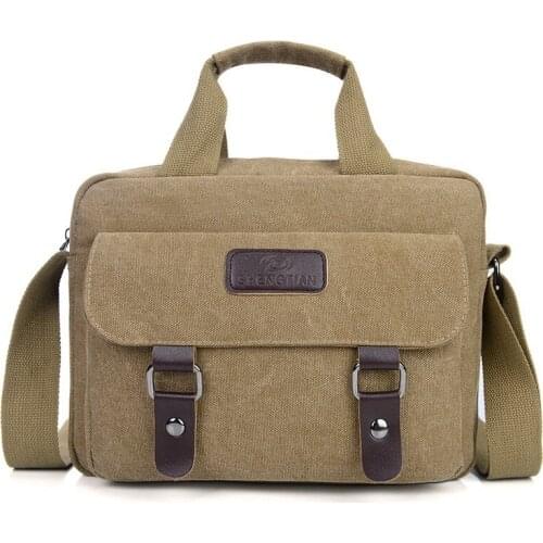 Mens Shoulder Bag Retro Shoulder Canvas Bag Briefcase Multi-functional Large Capacity Handbag