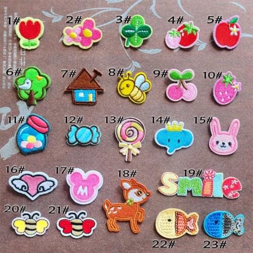 10pcsMini Cartoon Patch flower DIY Small Cheap Embroidered Cute Patches Hippie Iron On Kids Cartoon Patches For Clothes Stickers