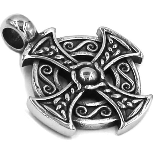 Norse Viking Celtic Knot Pendant Stainless Steel Jewelry Classic Cross Biker Mens Pendant Wholesale 488B