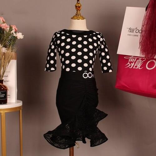 New Kids Latin Dance Dresses For Girls Costume Set Summer Short Sleeves Tassel Skirts Woman Dancing Practice Fringe Clothes 3483