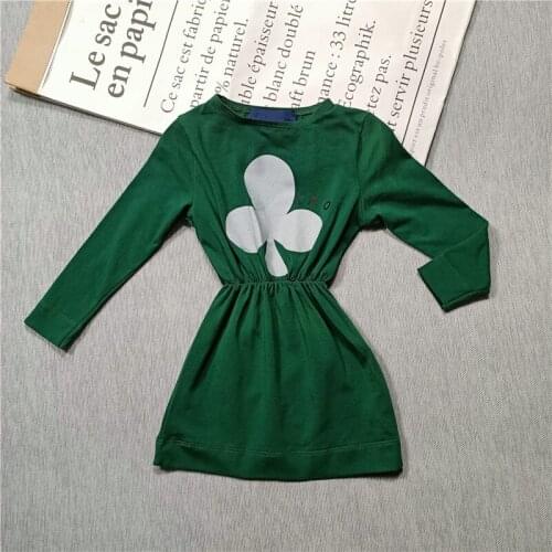 2020 spring and summer new childrens girls long-sleeved dress fashion fashion pattern bottom dress cotton print