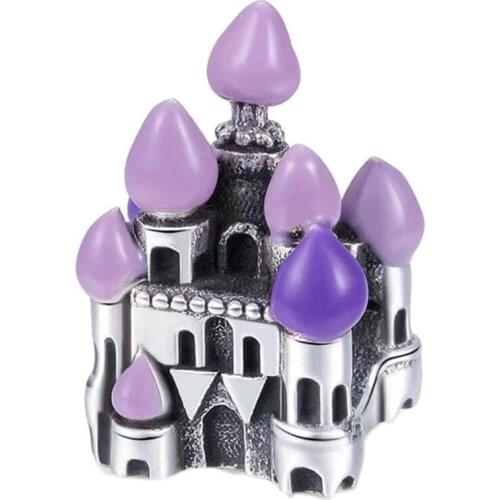 New Cute Purple Castle Pendant DIY Beads Suitable for Original Pandora Charm Bracelet Ladies Jewelry Making Gifts