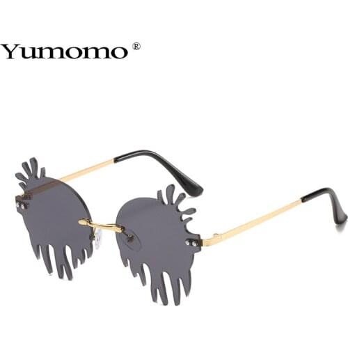 New Fashion Punk Sunglasses Women Men Colorful Eyewear Rimless Glasses Unique Luxury Gafas De Tears Shape Sun Glasses UV400