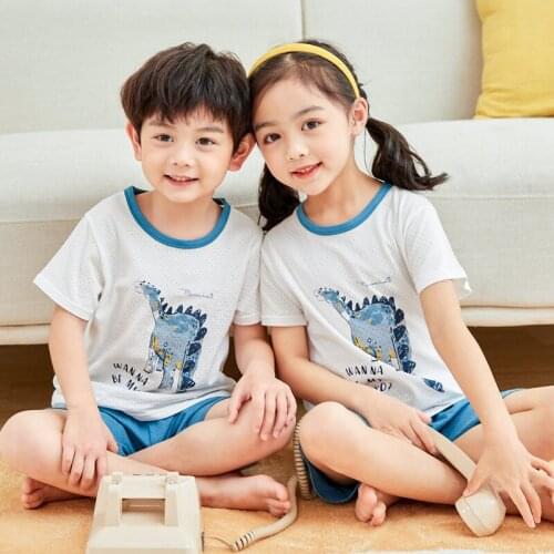Boys Girls ClothesSummer Pajamas Set Baby Cotton T Shirt Pants Pyjamas Pijamas Cartoon Sleepwear Teens Nightwear Clothing 2-11T