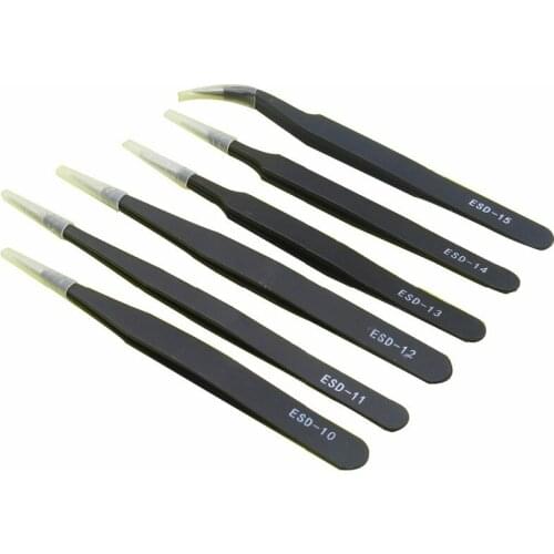 PJLSW ESD 10PCS/LOT Antistatic Electroplating Nonmagnetic Stainless Steel Curved Straight Eyebrow Tweezers Nail Art Tools