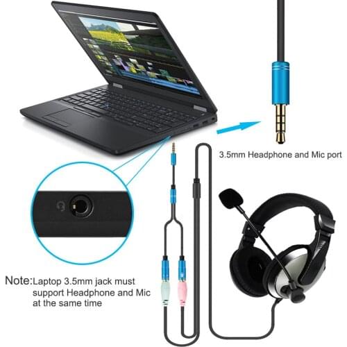 Gold-Plated 3.5mm Headphone Jack + Mic Jack 2 in 1 Audio Splitter Aux Extend Adapter Cable for Microphone Computer earphone