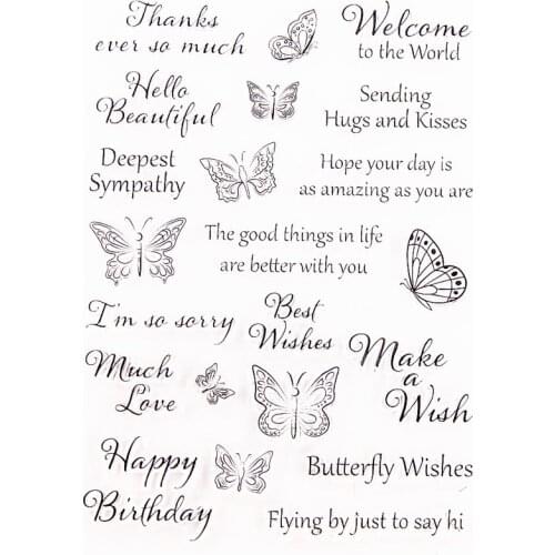 15*21CM Hot selling Text butterfly transparent seal clear stamp silicone seal roller stamp DIY scrapbook album / card production