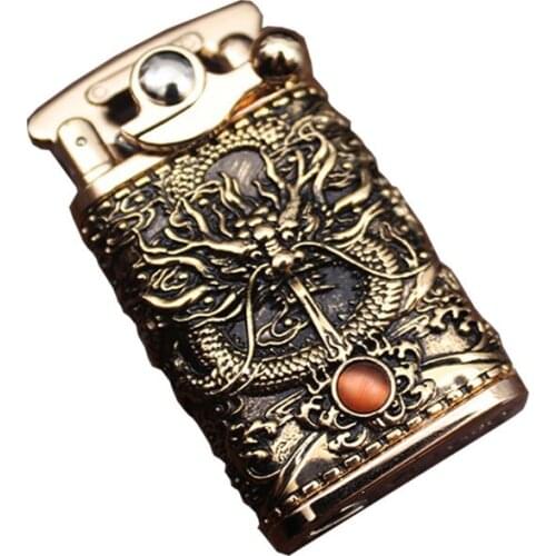 Chief Luxury Dragon Flint Kerosene Lighter Copper Grinding Wheel Cigarette Cigar Lighters Brass Gadgets for Men Gasoline Lighter