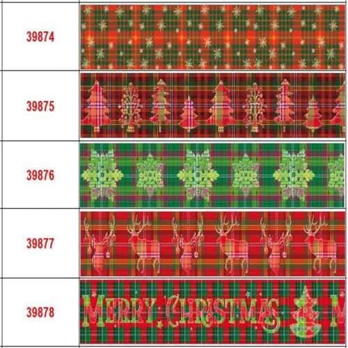 16MM,22MM,25MM,38MM,75MM Kerst Versiering Christmas Ribbon for Gift Wrapping Wedding Decoration Hair Bows DIY 50yards