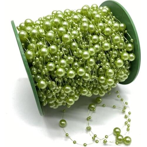 5Yards 3+8mm Fishing Line Artificial Pearls Flower Beads Chain Garland Flowers Wedding Party Decoration Diy Accessories #S10s20