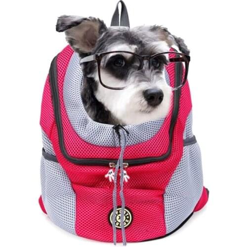 Out Double Shoulder Pet Dog Carrier Bag Portable Travel Backpack Outdoor Pet Dog Front Bag Mesh Backpack Head Pet Supplies