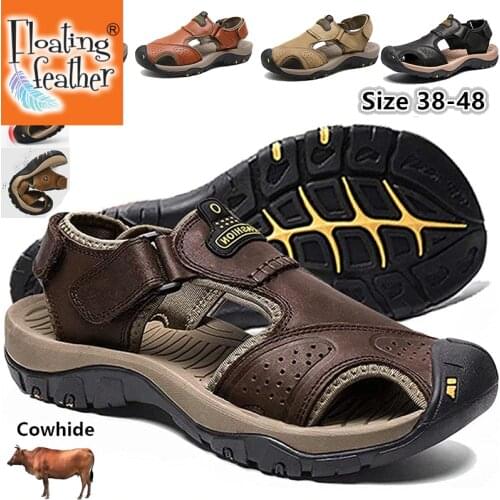 Men Sandals Genuine Leather Sandals Summer Casual Shoes Mens Roman Beach Sandals Sandalias De Hombre De Cuero