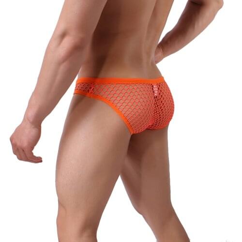 Sexy Mens Hollow Underwear Briefs Transparent Mens Fishnet Mesh Penis Pouch Underpants hombre Panties трусы мужские
