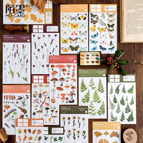 Natural collection series Decorative PVC Stickers Scrapbooking Stick Label Diary Stationery Album Retro plant butterfly sticker