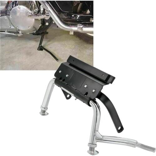 Heavy Duty Adjustable Chrome-Black Center Stand For Harley Touring FLH FLT Electra Road Glide Road King 1999 2000 2001 2002-2008