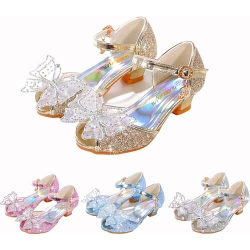 Little Girl Princess Shoes Children Sandals Girl Cinderella Butterfly Crystal Shoes Kids Christmas Dress Shoes Girls High Heels