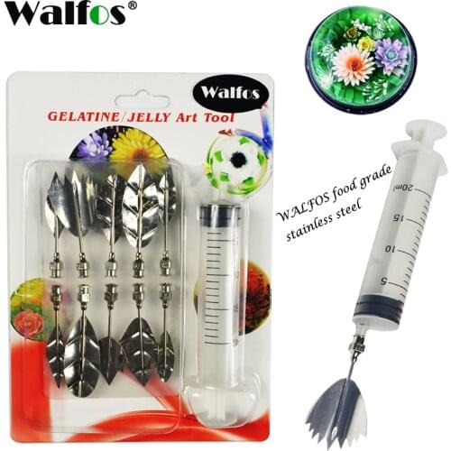 WALFOS 11 pieces 3D Jelly Flower Art Tools Jelly Cake Gelatin Pudding Nozzle Syringe Russia Nozzle Set Cake Decorating Tools