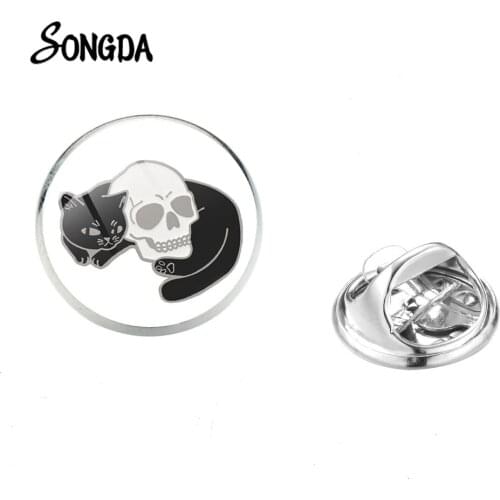 Weirdos Mister Brooch Dark Series Punk Style Silver Plated Glass Dome Backpack T-Shirt Badge Celebrate Halloween Festival