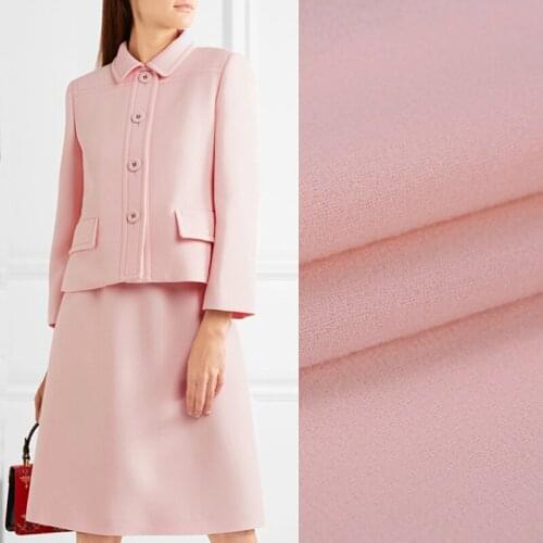 140CM Wide 470G/M Weight Pink Double Faced Wool Crepe Fabric for Spring and Autumn Dress Shirt Jacket Suit E482