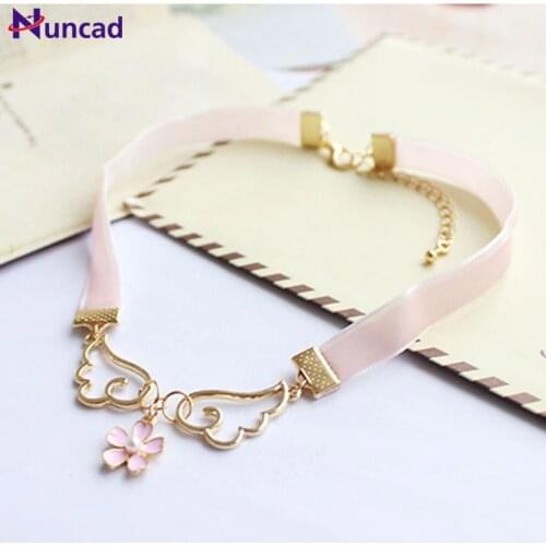 2020 Newest Trendy Sweet Necklaces Angel Wings Red Heart Star Cherry Blossoms Choker Necklace for Women Jewelry Gift