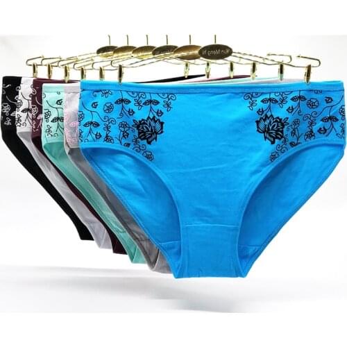 2XL 3XL 4XL Cotton Print Briefs Womens Plus Size Panties Breathable Lingerie Panties Sexy Womens High Rise Underwear Intimates