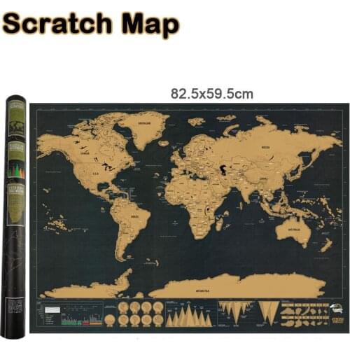 82.5 X 59.4cm Deluxe Black Scratch Off World Map Black Map Scratch Best Decor School Office Stationery Supplies Wall Stickers