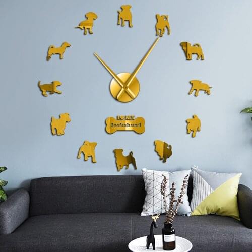 DIY Large Wall Clock JackWeenie Puppies Decorative Giant Wall Art WatchJack Russell Terrier Dachshund Mixed Breed Dog Jackshund