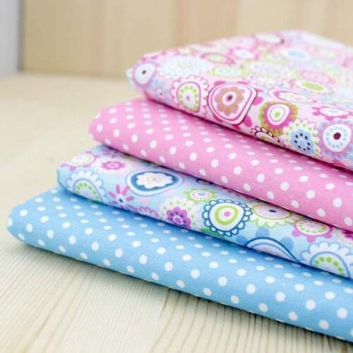 50*40CM Colorful Circle Dot Floral Print Cotton Fabric Teida DIY Tissue Patchwork Telas Sewing Baby Toy Quilt Textile 4pcs/lot