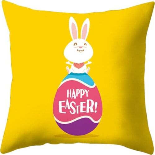 45*45cm Cartoon Animal Rabbit Yellow Printed Decorative Cushion Cover PillowCase Easter Home Sofa Car Decoration Pillow Cover