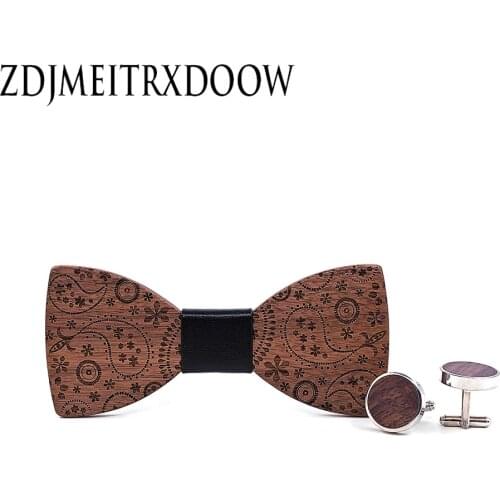 Wood novelty neckties Handmade Pasiley Wooden bow tie men bowtie mens neck ties factory wholesale free shipping