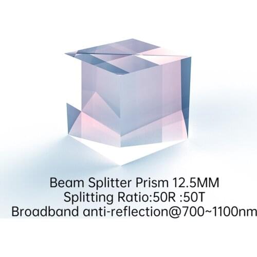 Optical Experiment Prism Dichroic Prism Light Separation K9 Cube Beam Splitter Prism 12.5MM Split Ratio 50R50T Cube Dichroic