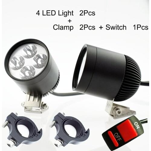 2Pcs Motorcycle Headlight 12V 16W LED Chip Motorbike Driving Auxiliary lights Fog Spot Lamp motor Bicycle Spotlight Headlamp