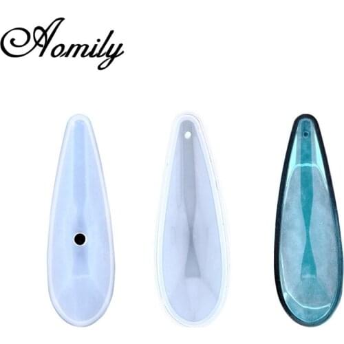 Aomily Handmade Jewelry Mold Necklace Perforated Eardrop Gemstones Cake Chocolate Mould Container Crystal Drop Resin Soap Molds