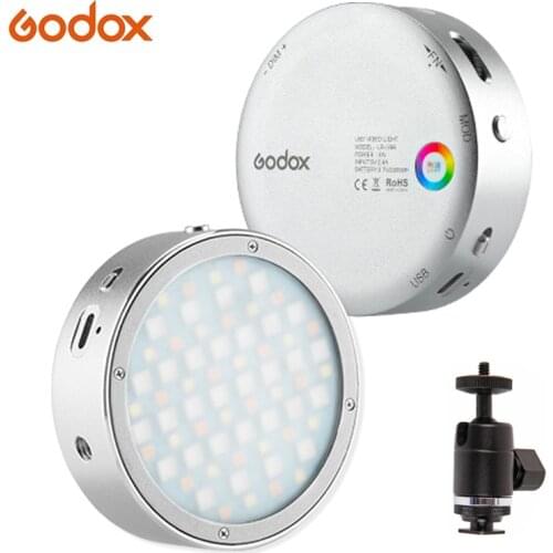 Godox R1 Round RGB Mini Creative Light LED Video Light Fill Light 2500K-8500K CRI 98 for Video Recording Microfilms Still Life