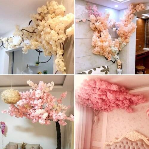 Artificial Cherry Blossoms Dried Fake Cherry Blossoms Flowers Home Decor Flower Wedding Decor Simulation Flower Home Wall Decor