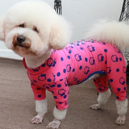 Pet Dog Jumpsuit Thin Back Button Puppy Clothes 100%Cotton Printed Overalls For Small Dogs Stretchy Pajamas Chihuahua Poodle