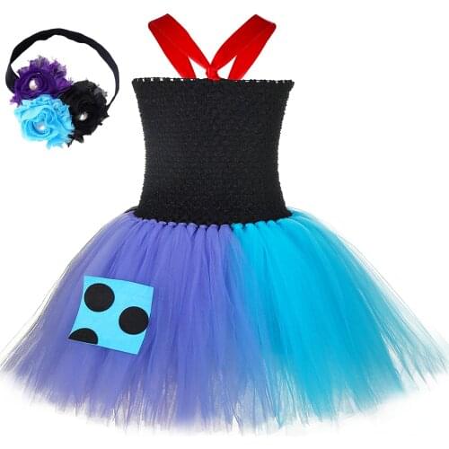 Nightmare Christmas Sally Tutu Dress with Flower Headband Girls Halloween Costume for Kids Tulle Carnival Party Dresses 1-14Y