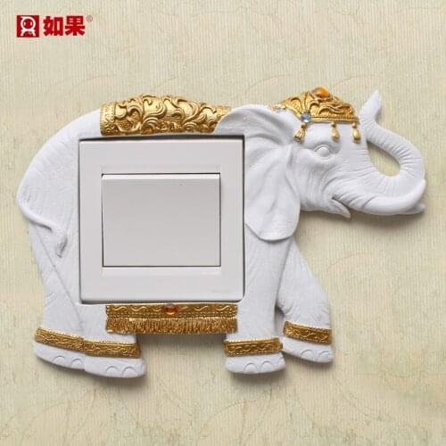 Switch Cover Wall Sticker Creative Cute Resin Elephant Socket Protective Paste Dust Cover Home Living Room
