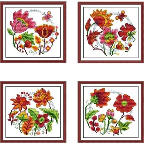 Joy Sunday Cross Stitch Mini DIY Creative Handmade Plant Flower Series Embroidery Round Flower Pattern Needlework Sewing Kit