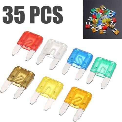 35pcs Size Mini Blade Fuse Assortment Auto Blade Type Fuse Set for Car Auto Truck Motorcycles Fuse 5A 7.5A 10A 15A 20A 25A 30A