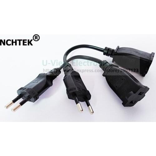NCHTEK European 2Pin Male to USA Female Power Adapter Cable,EU Male to US Nema 1-15R Power Adapter Cord/Free DHL Shipping/50PCS