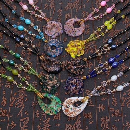 Wholesale Bohemian Vintage Ethnic copy crystal Long Handmade mala bead Necklaces&Pendants for Women dress Statement Necklace