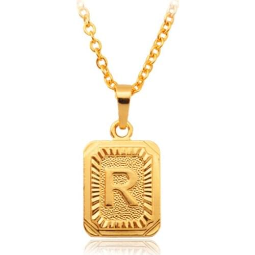 Collare Dubai Pendant Necklace Vintage Jewelry Gold/Silver Color R letter Royal Necklace Women /Men Jewelry P615