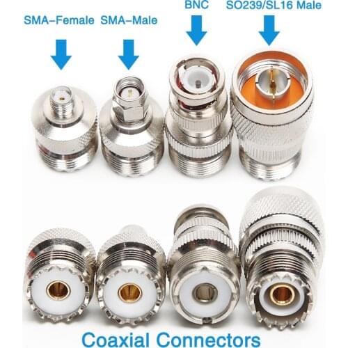 Connector Adapter Mobile Radio Antenna SO239/PL259/UHF Male Coaxial Connector to Walkie Talkie SMA-Female/SMA-Male/BNC/SL16